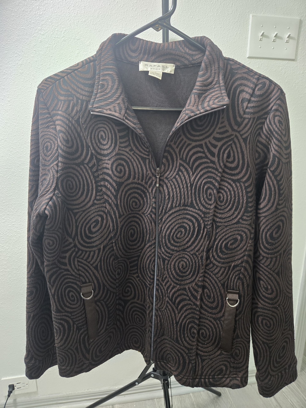 Rafael Brown Swirl Zip-Front Jacket